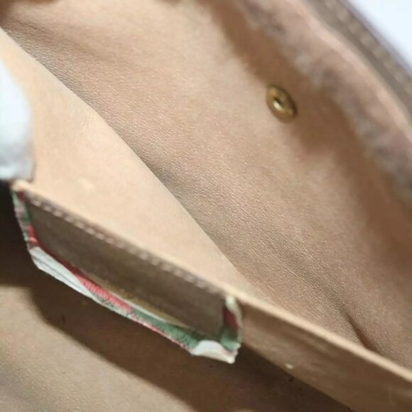 GUCCI GG Supreme Web Sherry Line Clutch Bag Beige Red 89 01 033 Auth th4233 - Picture 14 of 16